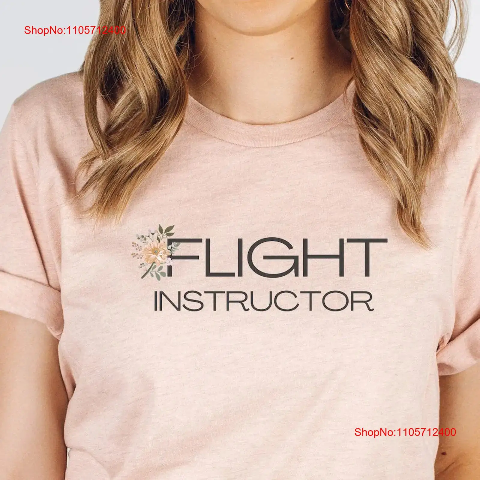 Commercial Shirt Printing - Floral Flight Instructor T-shirt Vrouwelijke piloot
