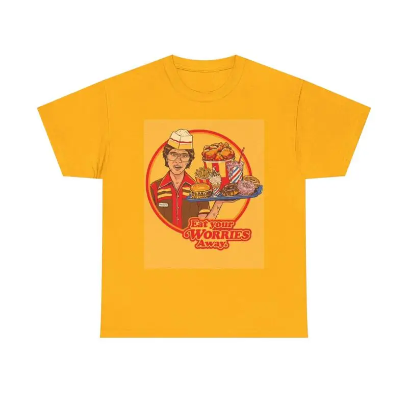 Commercial Shirt Printing - Eet je zorgen T-shirt Grappig fastfood